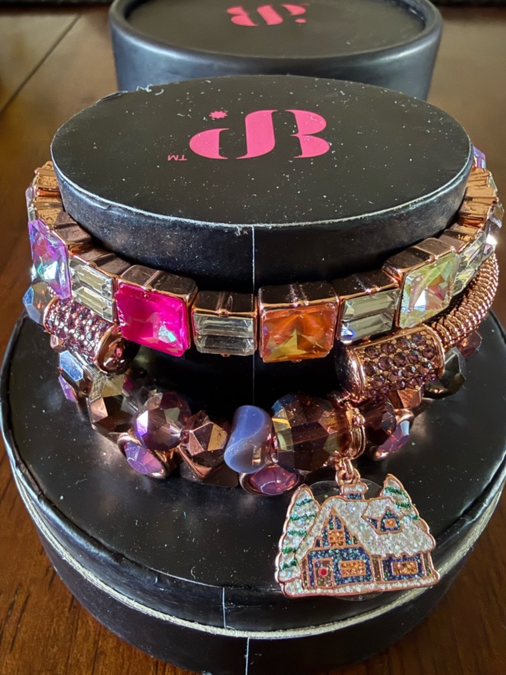 Bomb Party Holiday Stack bracelets Rustic Holiday NWT Rose gold plating